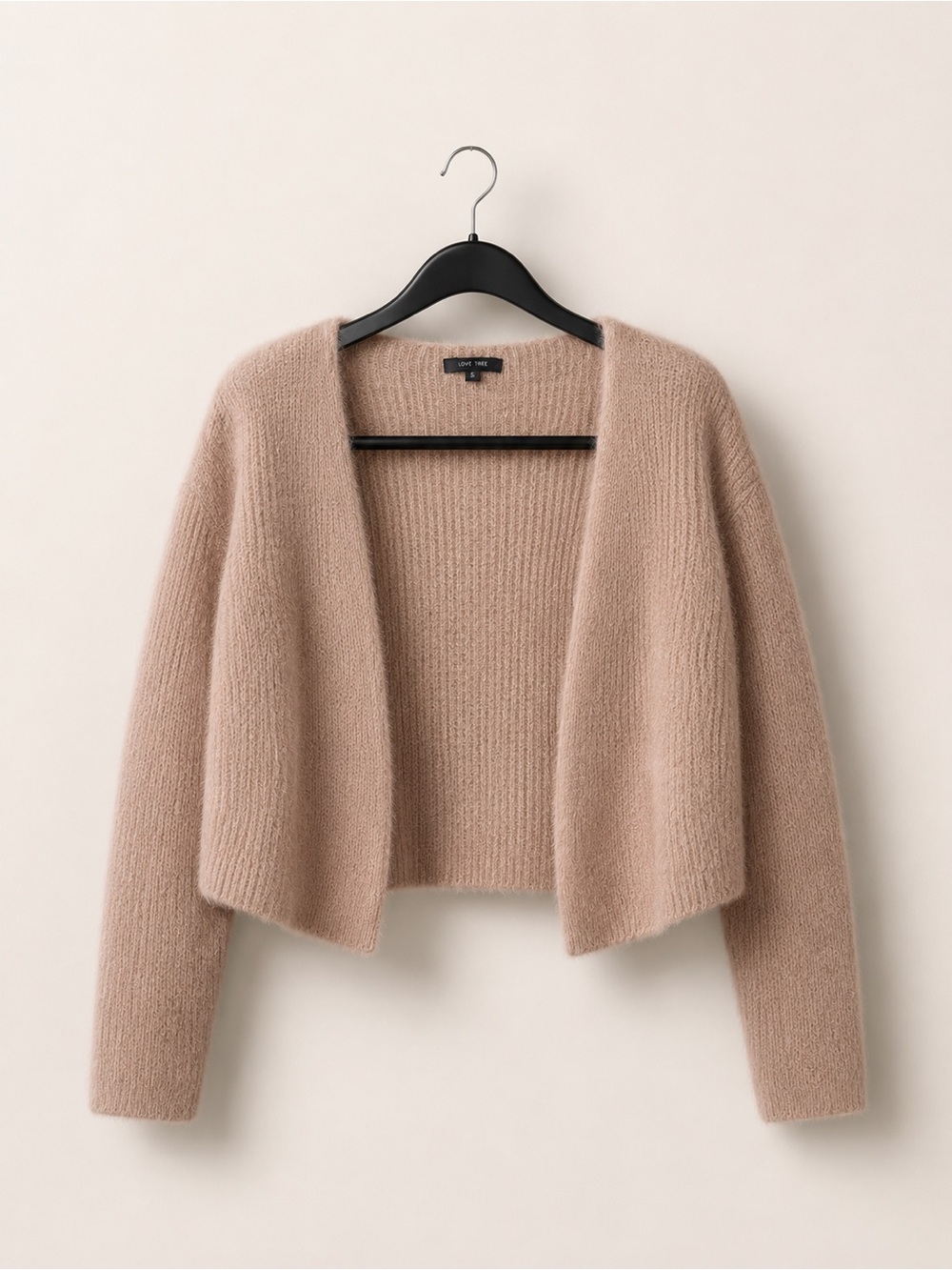 Love Tree Blush Pink Cropped Open-Front Cardigan